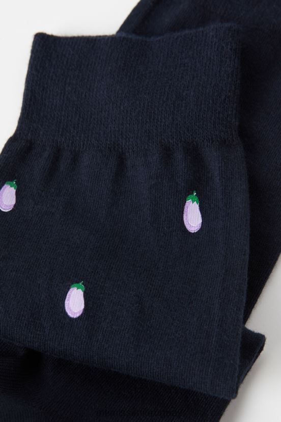 calcetines cortos de algodón estampados Intimissimi hombres 188j-estampado berenjena azul oscuro V806B8332 medias