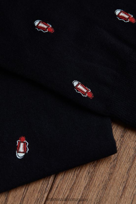 calcetines cortos de algodón estampados Intimissimi hombres 198j-zapato-estampado negro V806B8327 medias