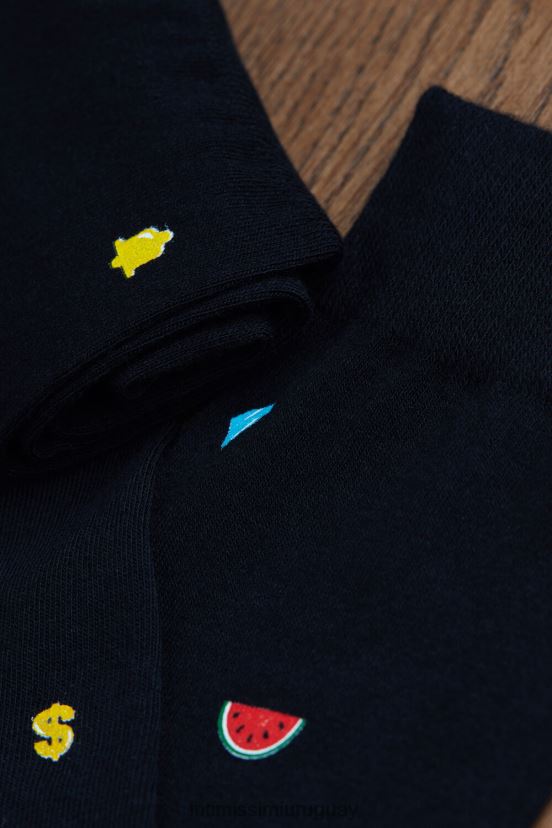 calcetines cortos de algodón estampados Intimissimi hombres 199j-máquina de ranura-impresión negra V806B8330 medias