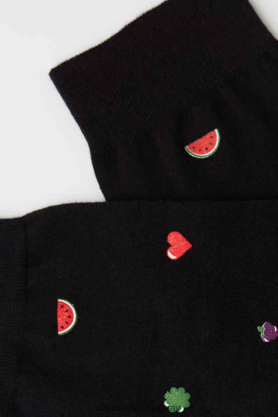 calcetines cortos de algodón estampados Intimissimi hombres 199j-máquina de ranura-impresión negra V806B8330 medias