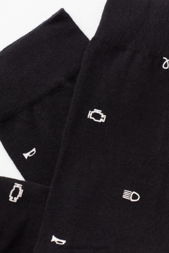 calcetines cortos de algodón estampados Intimissimi hombres 200j-car luz de advertencia imprimir negro V806B8325 medias