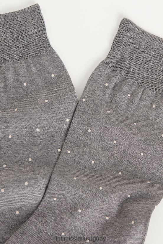 calcetines cortos de algodón isla estampado Intimissimi hombres 063j-estampado lunares gris antracita melange V806B8337 medias