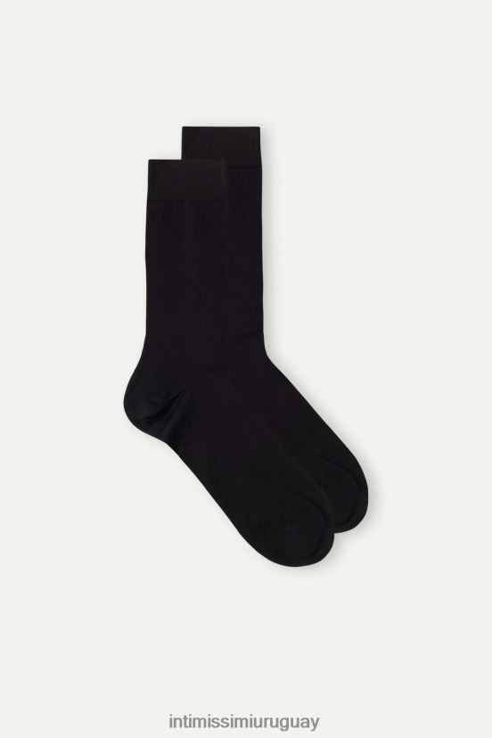 calcetines cortos de algodón supima elástico Intimissimi hombres 019-negro V806B8351 medias