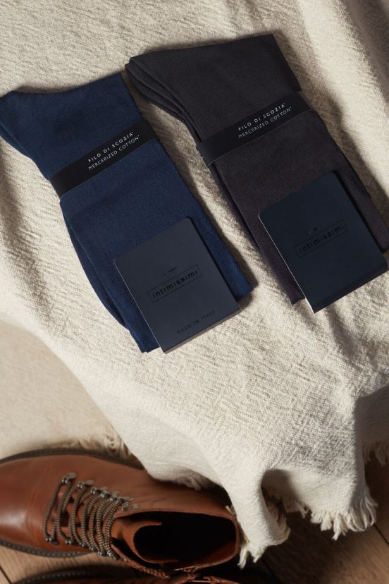 calcetines cortos de satén de hilo de algodón Intimissimi hombres 2168-azul claro gris V806B8371 medias