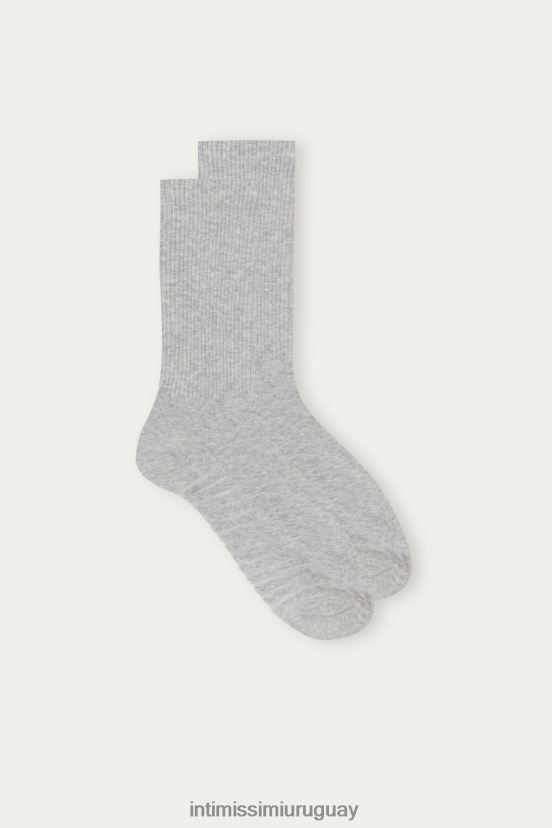 calcetines cortos de felpa de algodón Intimissimi hombres 2000-vellón gris V806B8355 medias