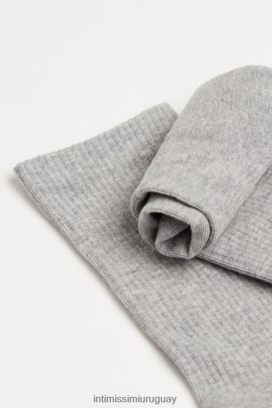 calcetines cortos de felpa de algodón Intimissimi hombres 2000-vellón gris V806B8355 medias