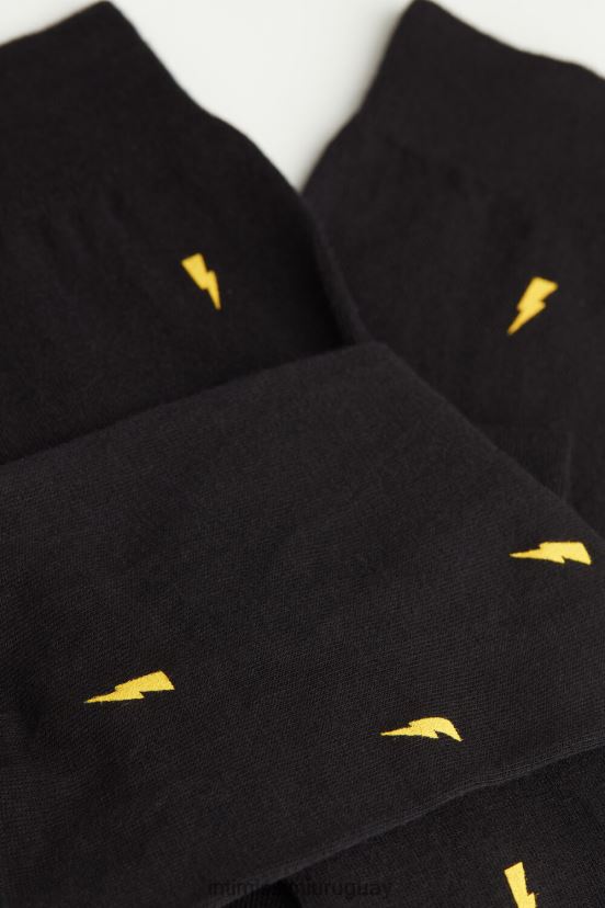 calcetines largos de algodón estampados Intimissimi hombres 197j-rayo-impresión negro V806B8323 medias