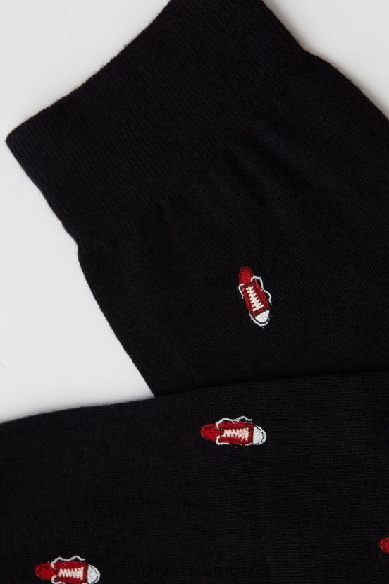 calcetines largos de algodón estampados Intimissimi hombres 198j-zapato-estampado negro V806B8326 medias