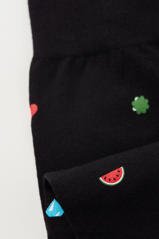 calcetines largos de algodón estampados Intimissimi hombres 199j-máquina de ranura-impresión negra V806B8329 medias