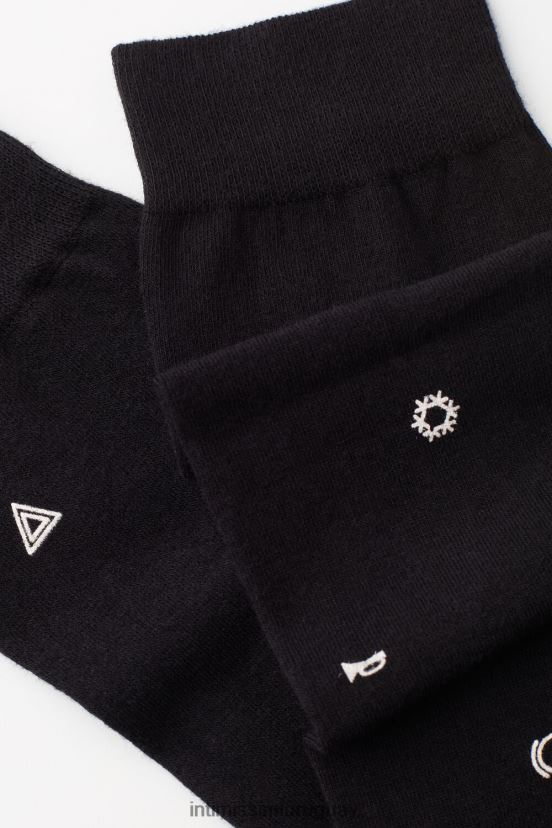 calcetines largos de algodón estampados Intimissimi hombres 200j-car luz de advertencia imprimir negro V806B8328 medias