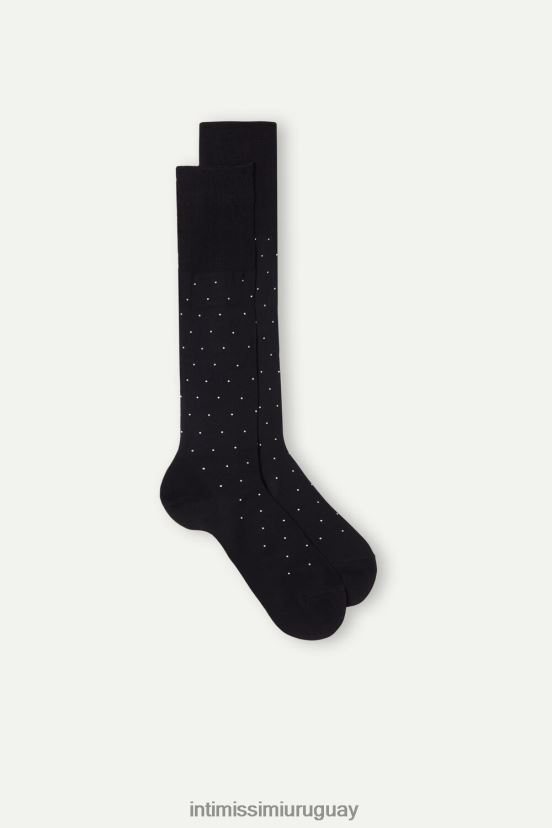 calcetines largos de algodón isla estampado Intimissimi hombres 062j-nero sello pois V806B8338 medias
