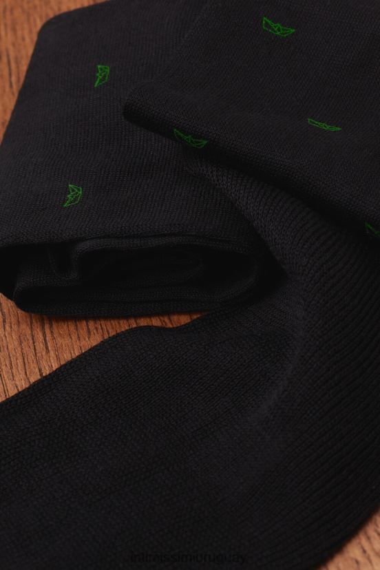 calcetines largos de algodón isla estampado Intimissimi hombres 195j-papel barco-impresión negro V806B8321 medias