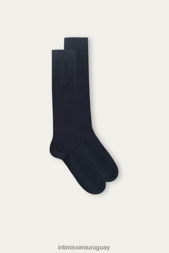calcetines largos de algodón supima elásticos Intimissimi hombres 016-azul V806B8352 medias