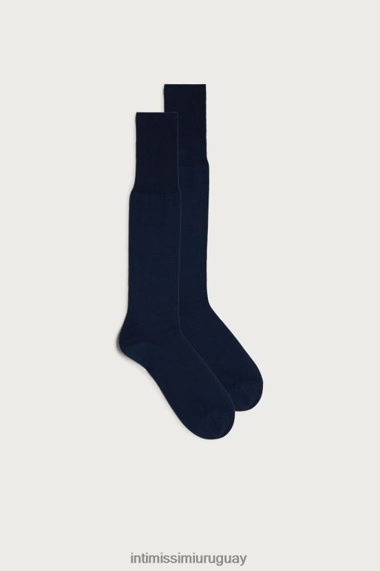 calcetines largos de satén con hilo de algodón Intimissimi hombres 2168-azul claro gris V806B8370 medias