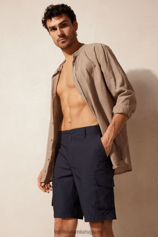 pantalones cortos de algodón Intimissimi hombres 7520-azul V806B8172 vestir