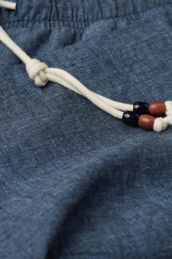 pantalones cortos de lino y algodón Intimissimi hombres 288j-azul petróleo V806B8171 vestir