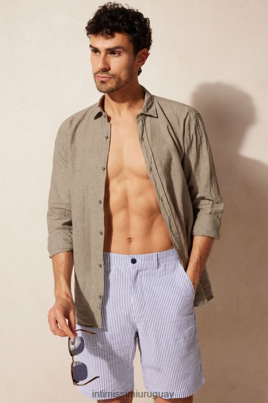 pantalones cortos de sirsaca Intimissimi hombres 304j-blanco/azul V806B8175 vestir