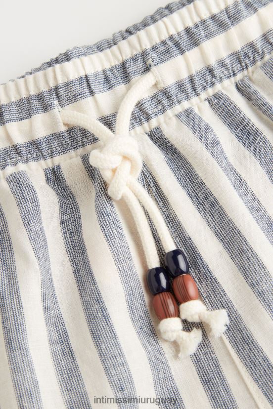 pantalones de lino y algodón a rayas azules Intimissimi hombres 298j-lino blanco/rayas azules V806B8177 vestir