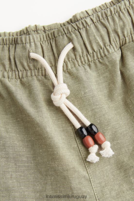 pantalones de lino y algodon Intimissimi hombres 289j-verde militar V806B8179 vestir