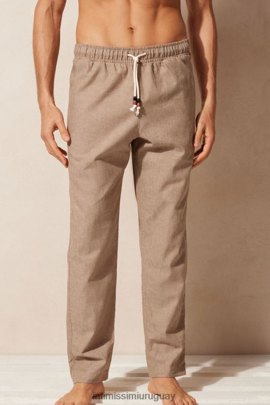 pantalones de lino y algodon Intimissimi hombres 295j-tabaco V806B8176 vestir