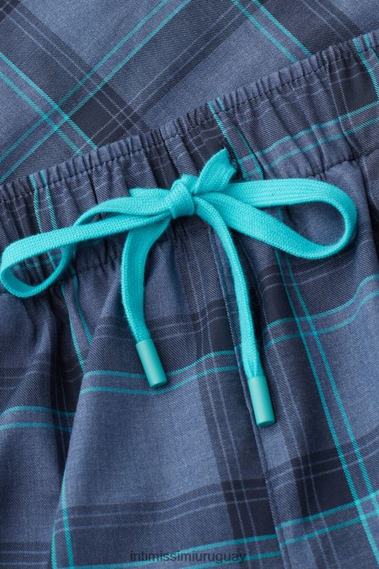 pantalones largos de algodón a cuadros Intimissimi hombres 168j-denim azul jaspeado/estampado de cuadros verde agua V806B8193 vestir