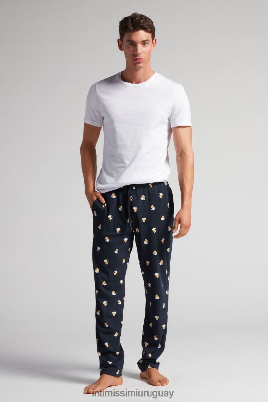 pantalones largos de algodón con estampado de cerveza Intimissimi hombres 369j-blu notte st.birre V806B8168 vestir