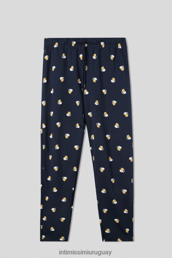 pantalones largos de algodón con estampado de cerveza Intimissimi hombres 369j-blu notte st.birre V806B8168 vestir
