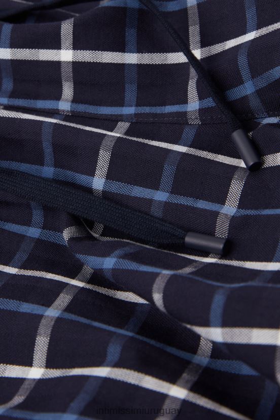 pantalones largos de lona de algodón con estampado de cuadros azules Intimissimi hombres 169j-cheque azul V806B8196 vestir