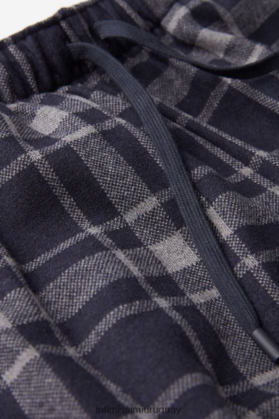 pantalones largos de tricot a cuadros Intimissimi hombres 097j-gris carbón melange/azul medianoche V806B8200 vestir