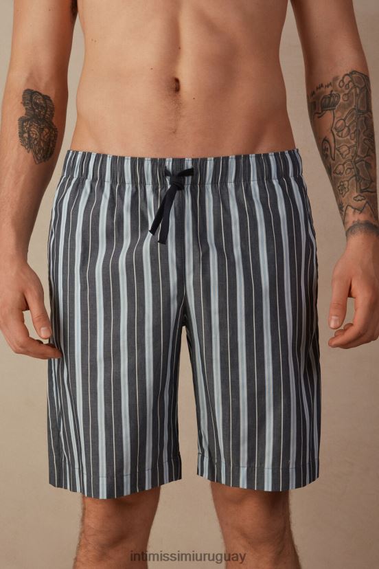 shorts de algodón a rayas Intimissimi hombres 303j-multiraya azul oscuro azul claro V806B8181 vestir