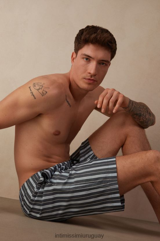 shorts de algodón a rayas Intimissimi hombres 303j-multiraya azul oscuro azul claro V806B8181 vestir
