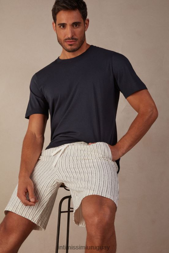 shorts deportivos a rayas Intimissimi hombres Raya gris 300j sobre blanco. V806B8180 vestir
