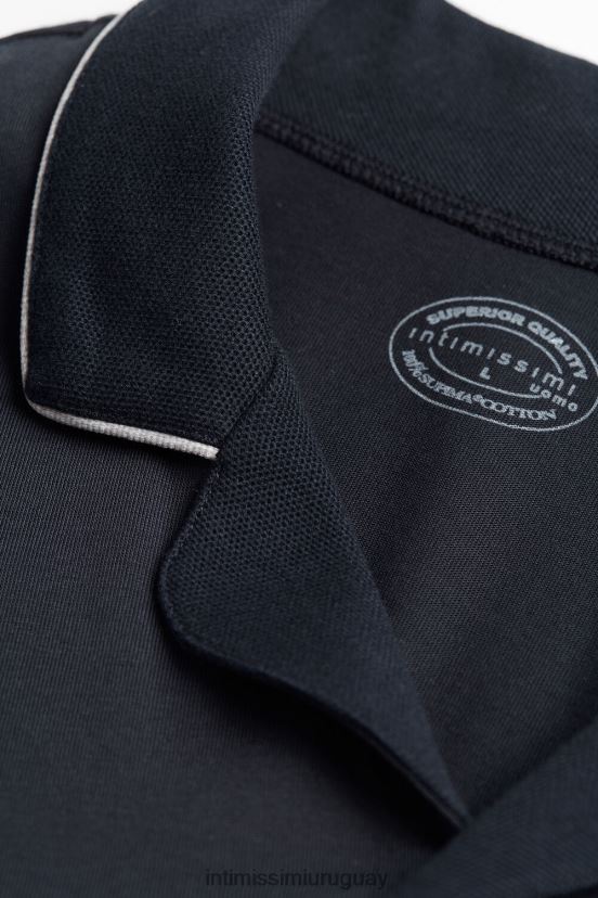 pijama corto con botones en el frente de algodón supima Intimissimi hombres 800-azul medianoche V806B8312 vestir