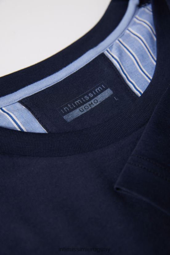 pijama corto de algodón liso y a rayas Intimissimi hombres 800-azul medianoche V806B8296 vestir