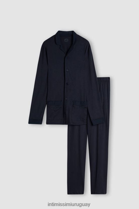 pijama largo de algodón supima Intimissimi hombres 800-azul medianoche V806B8315 vestir
