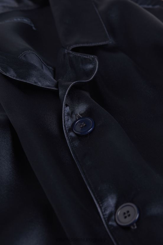 pijama largo de seda con ribetes Intimissimi hombres 800-azul medianoche V806B8308 vestir