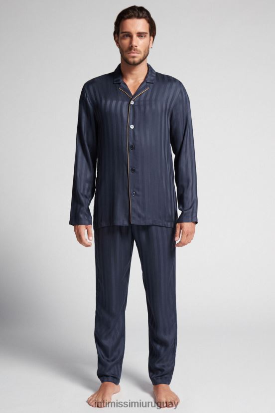 pijamas largos de modal Intimissimi hombres 095i-azul oscuro V806B8309 vestir