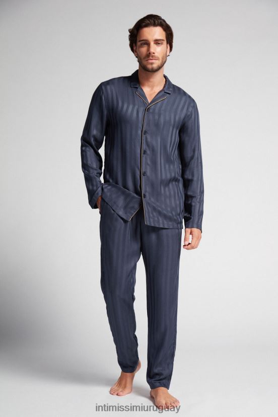 pijamas largos de modal Intimissimi hombres 095i-azul oscuro V806B8309 vestir