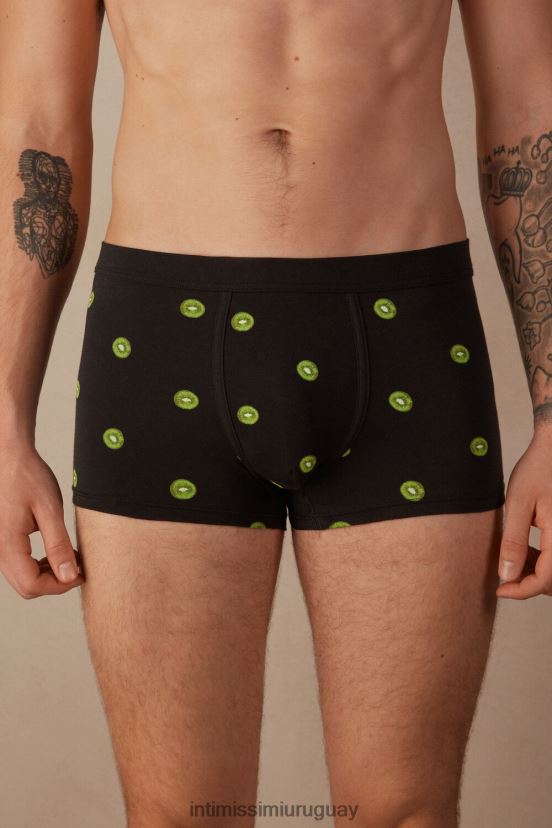 Boxer algodón supima fresco natural estampado kiwi Intimissimi hombres 316j-kiwi-estampado negro V806B828 ropa interior