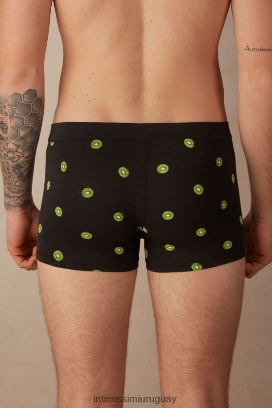 Boxer algodón supima fresco natural estampado kiwi Intimissimi hombres 316j-kiwi-estampado negro V806B828 ropa interior