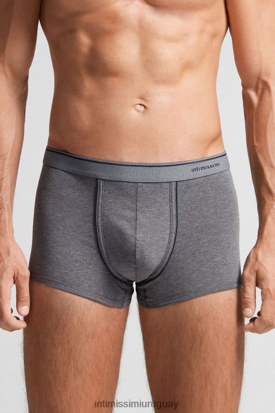 Boxers de algodón supima con cinturilla expuesta. Intimissimi hombres 080i-gris carbón melange/azul V806B8119 ropa interior