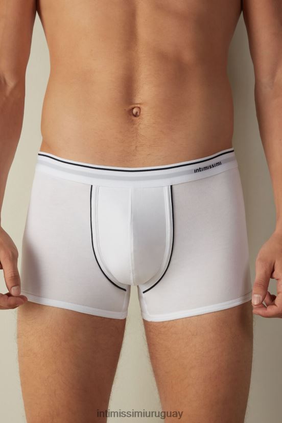 Boxers de algodón supima con cinturilla expuesta. Intimissimi hombres 6986-blanco/azul V806B8128 ropa interior
