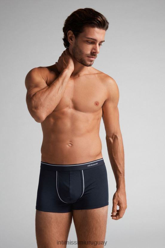 Boxers de algodón supima con cinturilla expuesta. Intimissimi hombres 6987-azul/blanco V806B8126 ropa interior