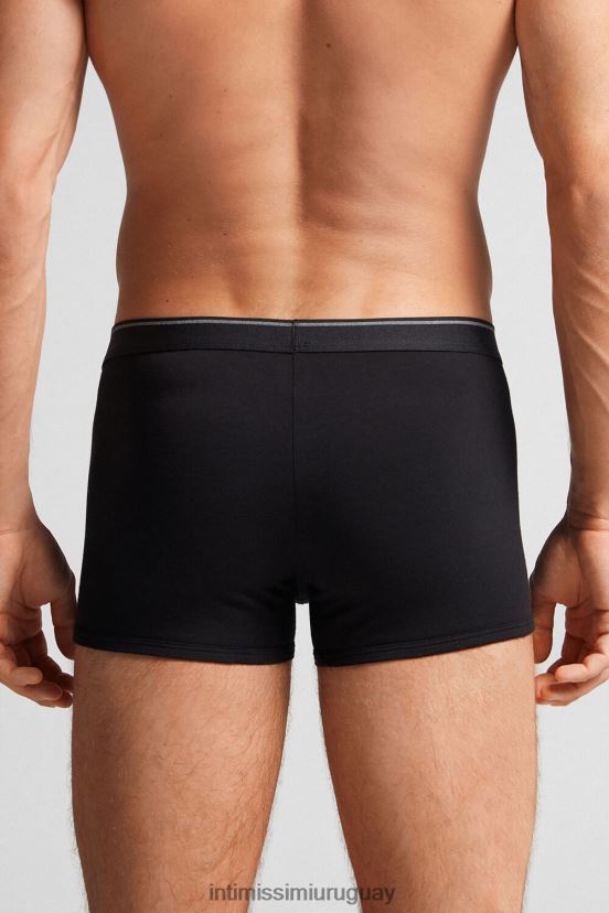 Boxers de algodón supima con cinturilla expuesta. Intimissimi hombres 7007-negro/gris carbón melange V806B8125 ropa interior