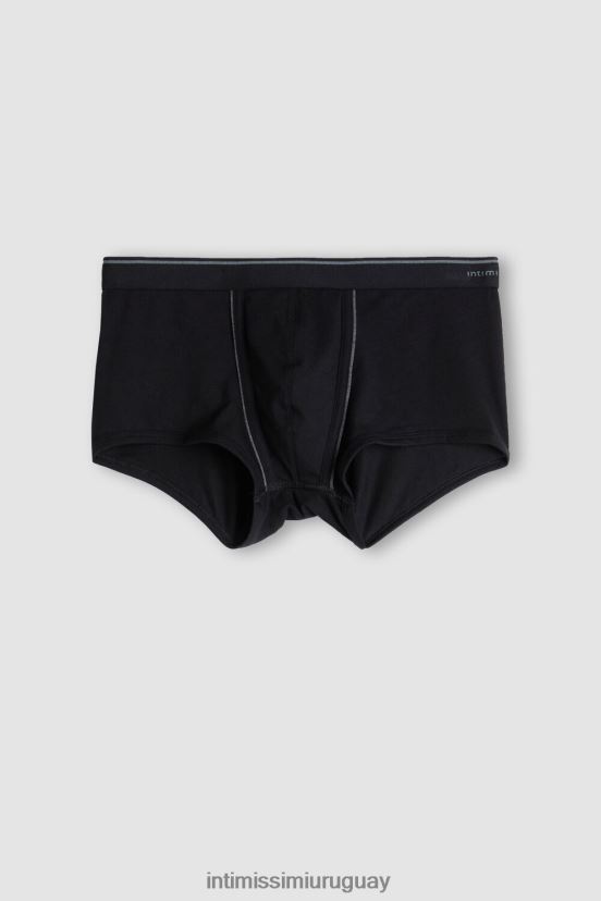 Boxers de algodón supima con cinturilla expuesta. Intimissimi hombres 7007-negro/gris carbón melange V806B8125 ropa interior