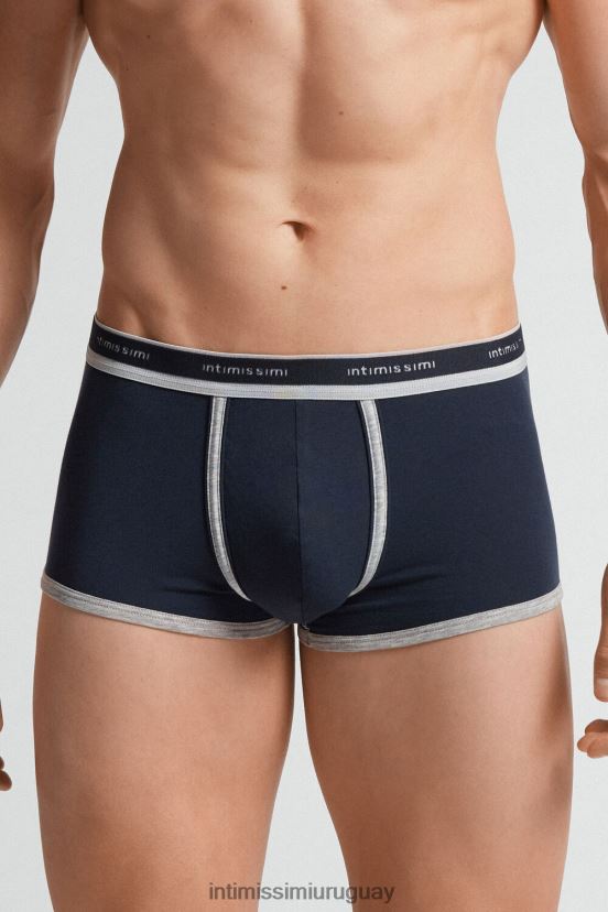 Boxers de algodón supima fresco natural con logo. Intimissimi hombres 320j-azul medianoche/gris claro melange V806B841 ropa interior