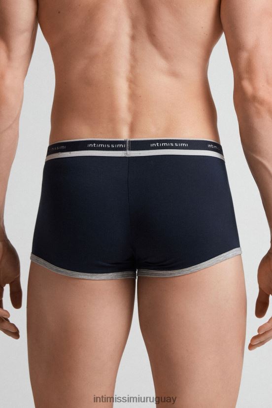 Boxers de algodón supima fresco natural con logo. Intimissimi hombres 320j-azul medianoche/gris claro melange V806B841 ropa interior