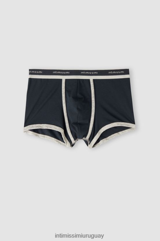 Boxers de algodón supima fresco natural con logo. Intimissimi hombres 320j-azul medianoche/gris claro melange V806B841 ropa interior