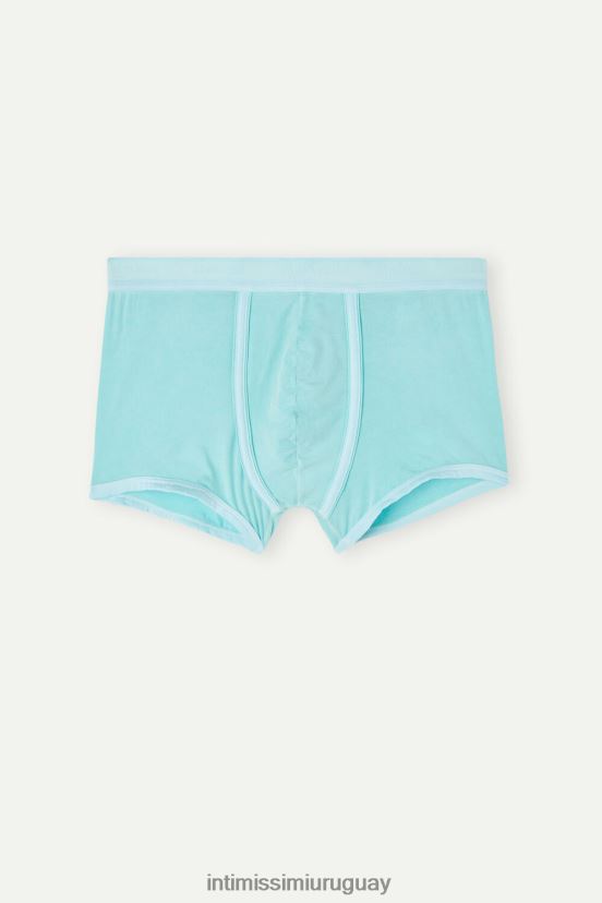 Boxers de algodón supima fresco natural con logo. Intimissimi hombres 321j-verde agua V806B821 ropa interior