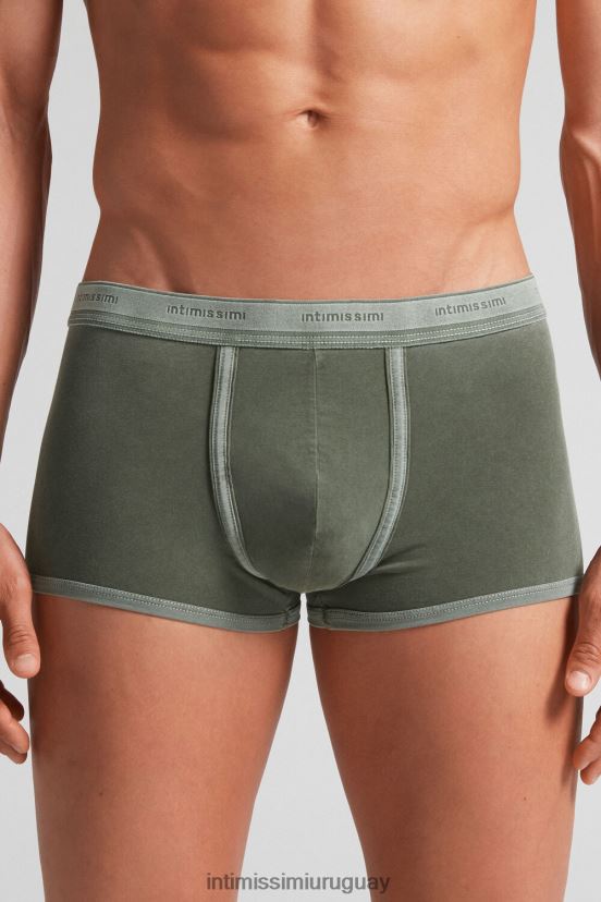 Boxers de algodón supima fresco natural con logo. Intimissimi hombres 393j-verde bosque del V806B87 ropa interior